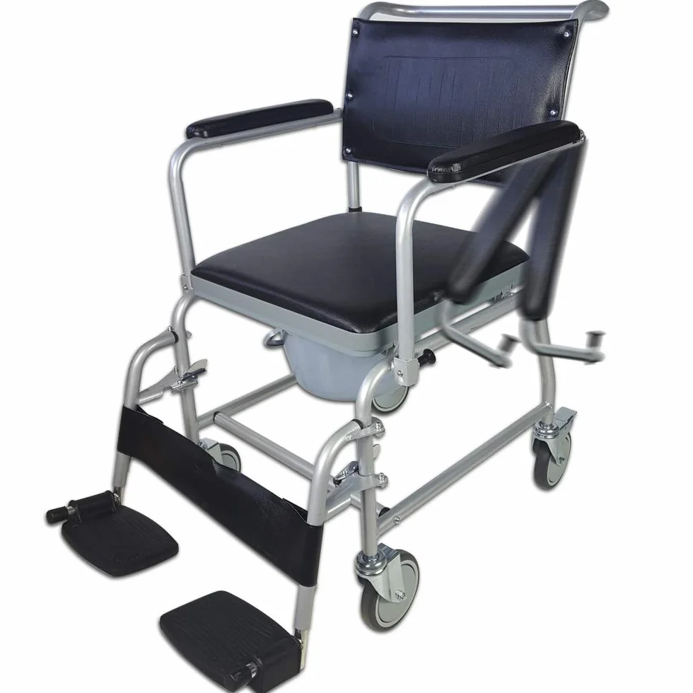 Mobiclinic, Wc krzesł na kółkach, Ancla, Toaleta dla osób niepełnosprawnych, Starszych, Składany podłokietnik i podnóżek ergonomiczny siedzenia, Szara