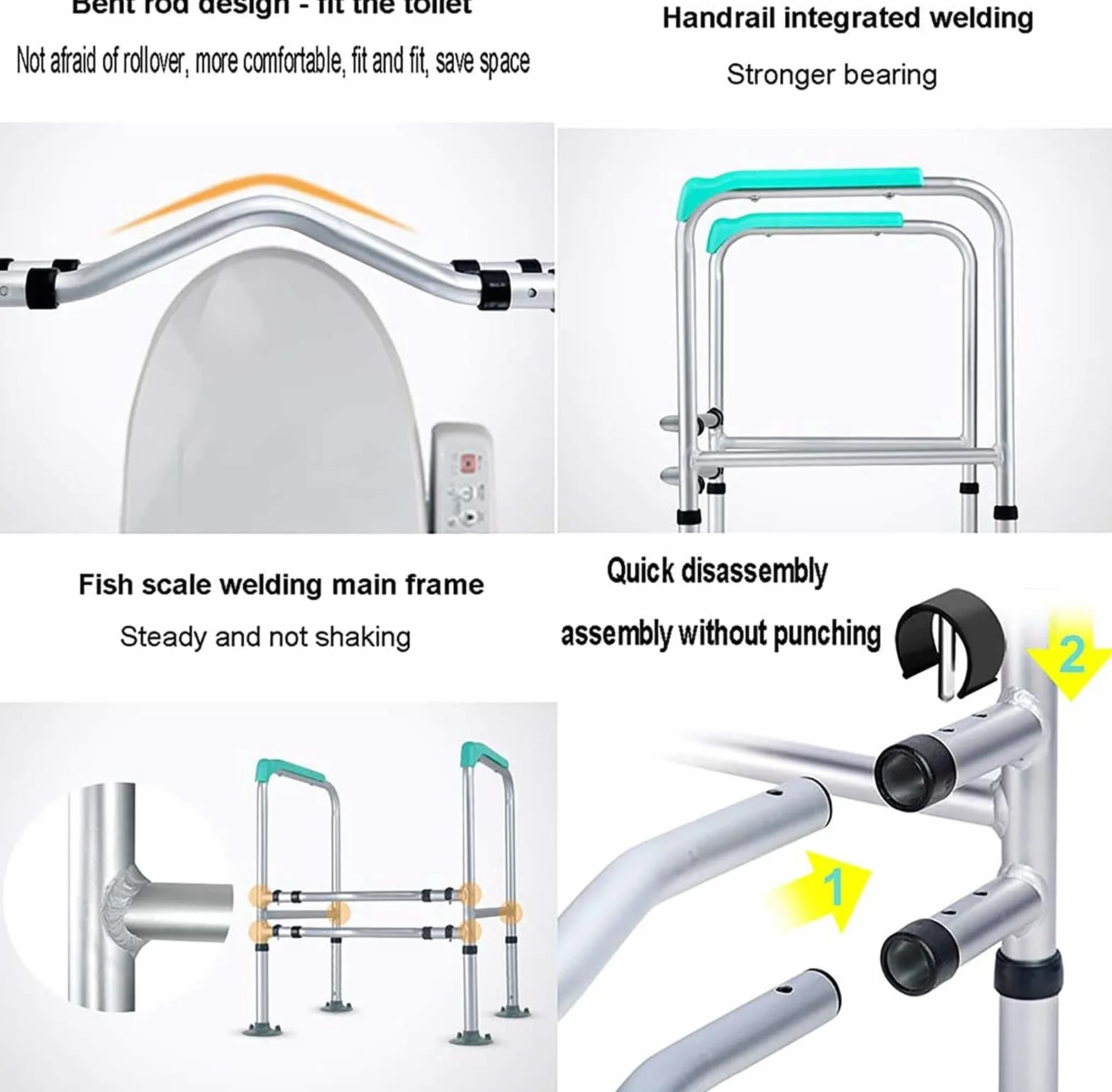 Toilet Safety Frame, Free Standing Bathroom Toilet Safety Rail, Lightweight Toilet Support with Anti-Slip Mat for Elderly, Handicap, Disabled or Pregnant (Size : B)