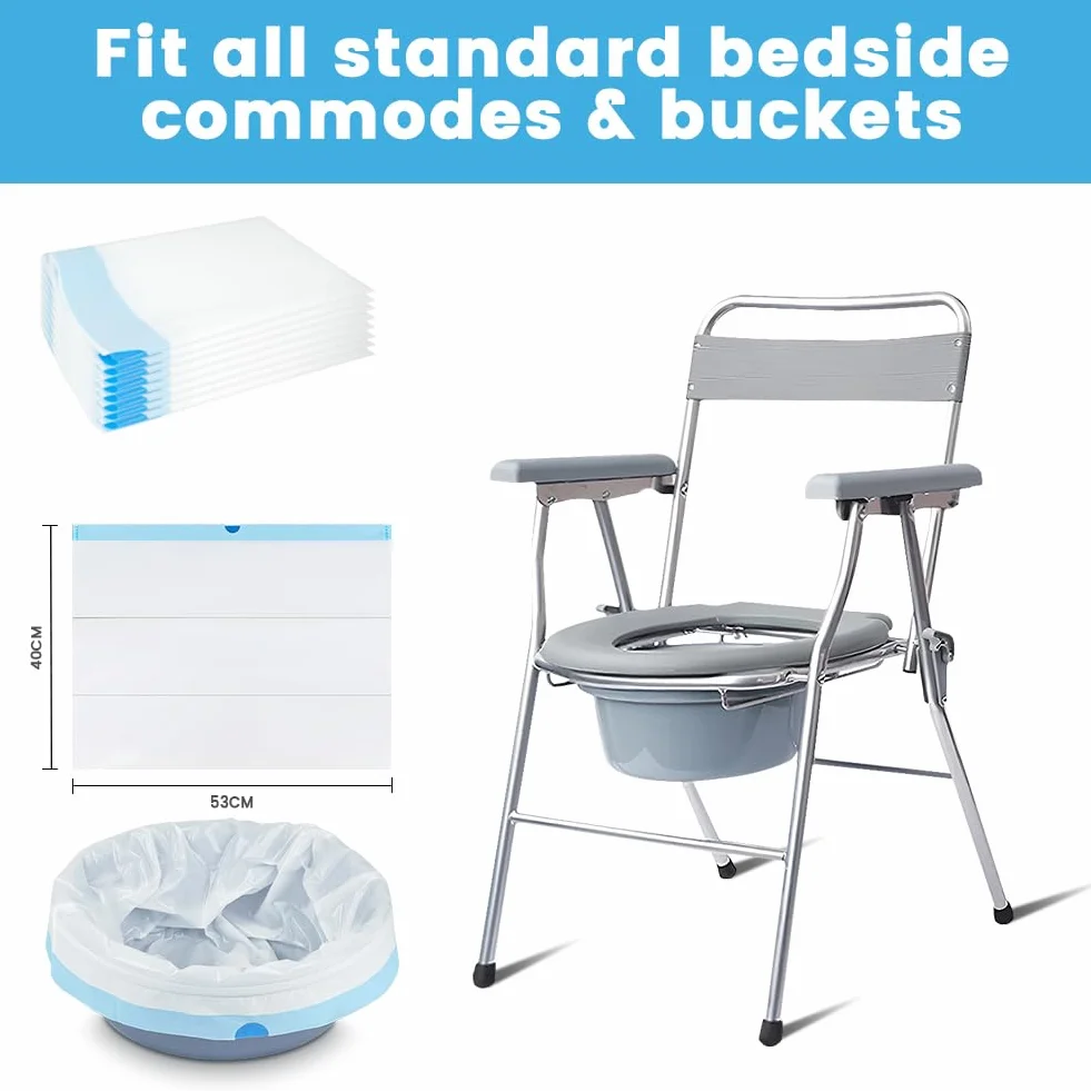 ACWOO Commode Wkładki do łóżka, przenośne wiadro na krzesło toaletowe, 40 sztuk, jednorazowe torby toaletowe dla dorosłych, uniwersalne dopasowanie, przenośna torba toaletowa dla dorosłych ze