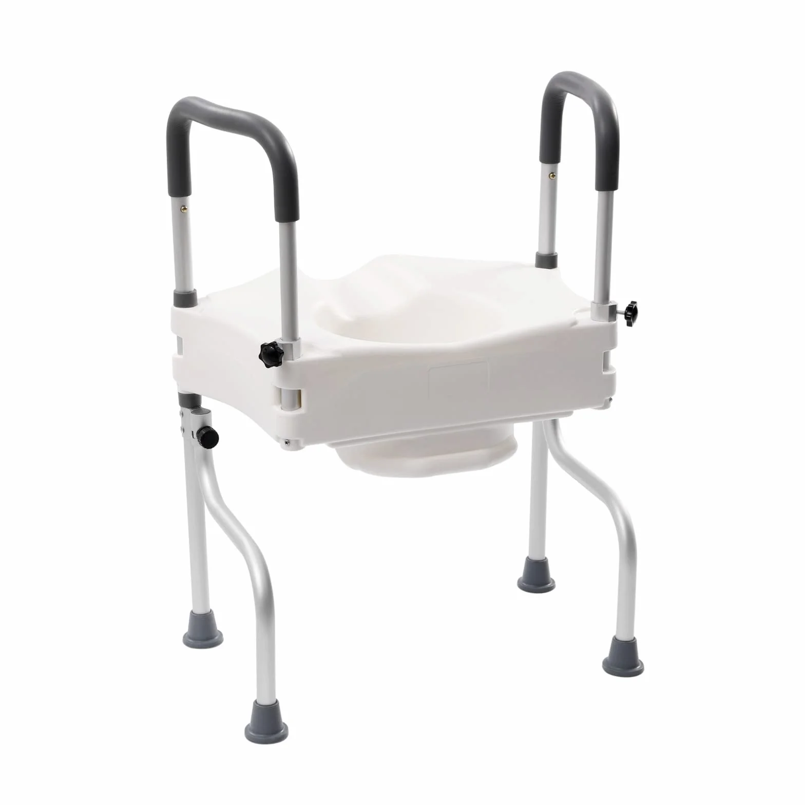 Uchwyt do toalety, podwyższenie deski sedesowej i rama bezpieczeństwa z podłokietnikami, nośność 150 kg, wysokość 11 cm, łatwy do czyszczenia, ergonomiczny design