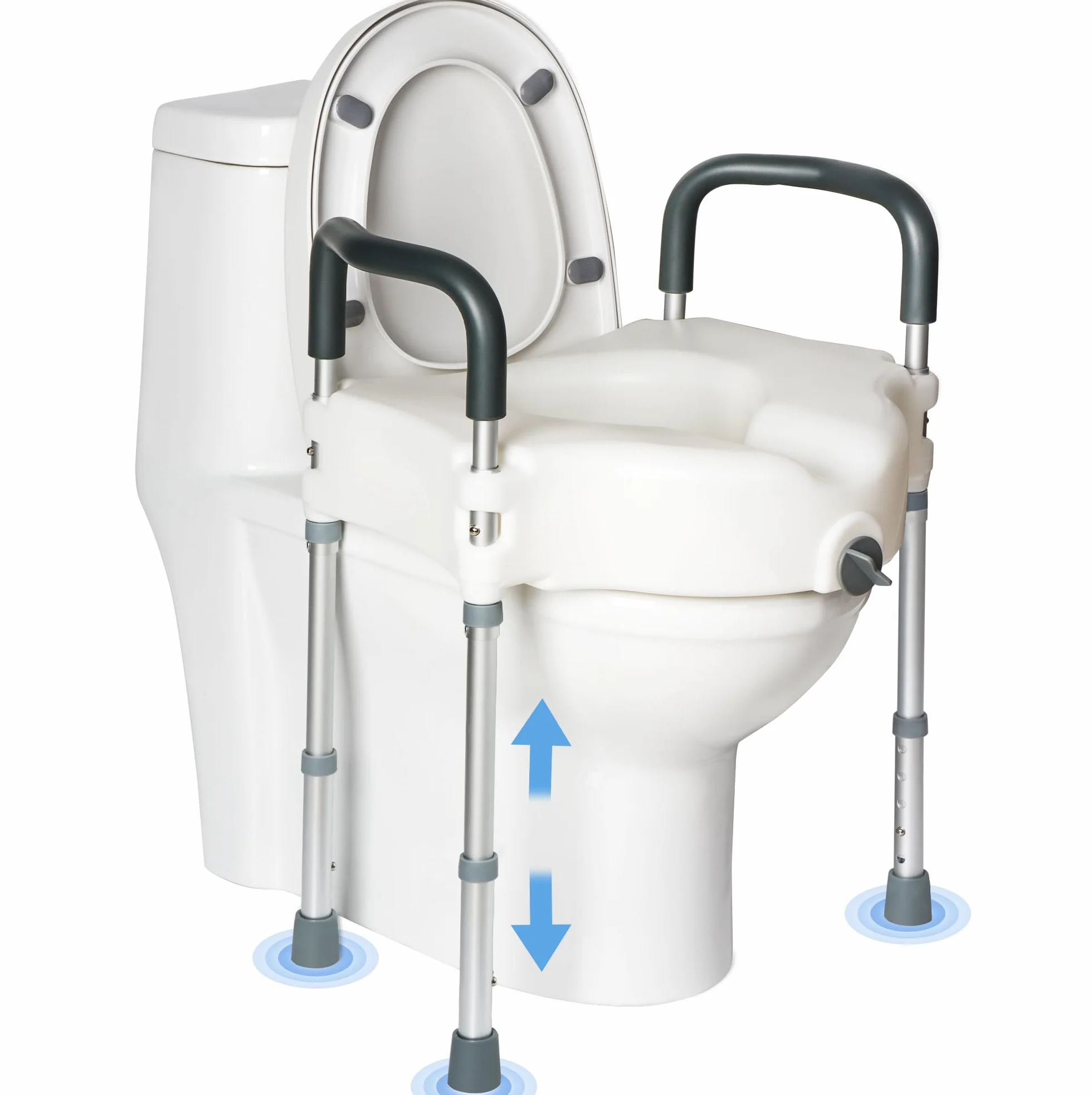 Podwyższacz sedesu, Podnośnik siedziska WC, Ergonomiczny podwyższacz dla seniorów, Siedzisko podwyższane z uchwytami, Bezpieczny, Łatwy montaż