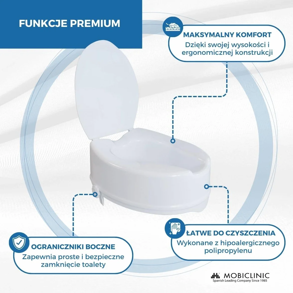 Podnieść WC | powiekach | 14 cm | biały | regulowane | Titan | Mobiclinic