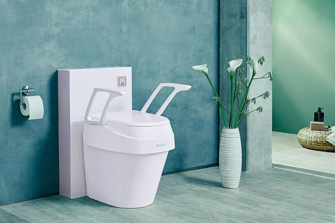 Dietz SmartFix 429112 podwyższona deska sedesowa z podłokietnikami, 3-stopniowa regulacja wysokości, biała, wyprodukowano w Niemczech HMV 33.40.01.1016