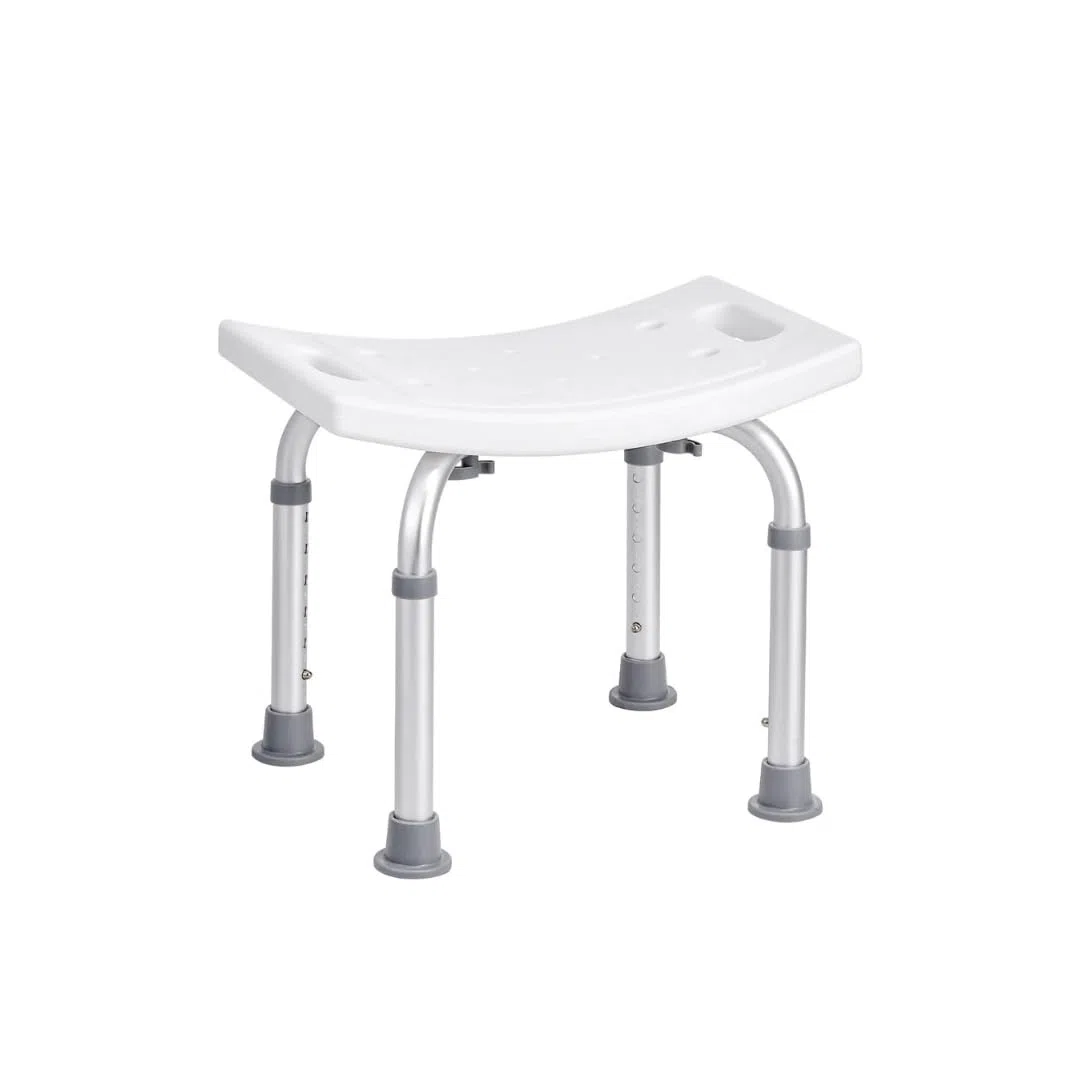 Stołek pod prysznic Siedzenie do kąpieli, regulowana wysokość, nierdzewne aluminium, antypoślizgowe gumowe nóżki, dla osób starszych i niepełnosprawnych lub rehabilitacji