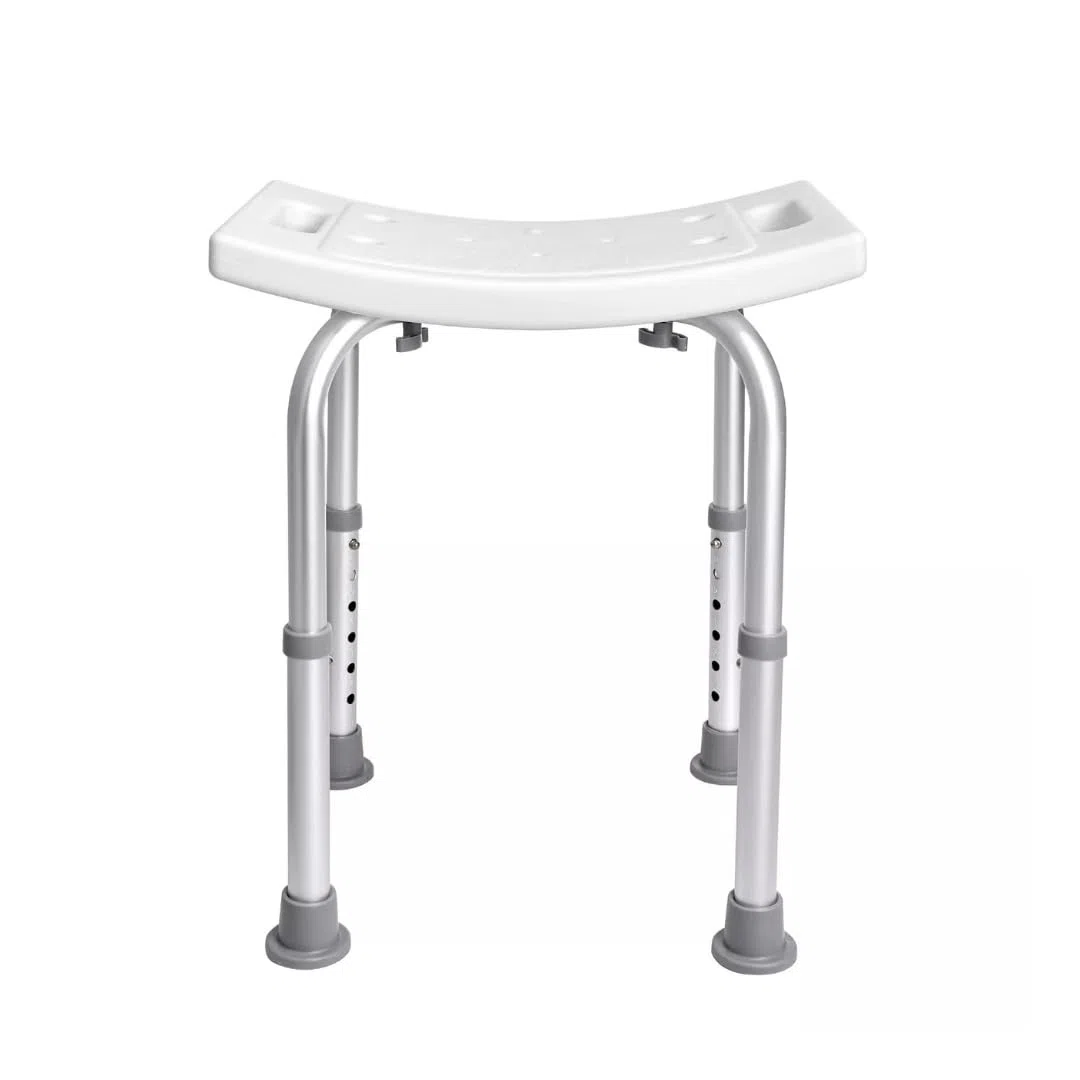 Stołek pod prysznic Siedzenie do kąpieli, regulowana wysokość, nierdzewne aluminium, antypoślizgowe gumowe nóżki, dla osób starszych i niepełnosprawnych lub rehabilitacji