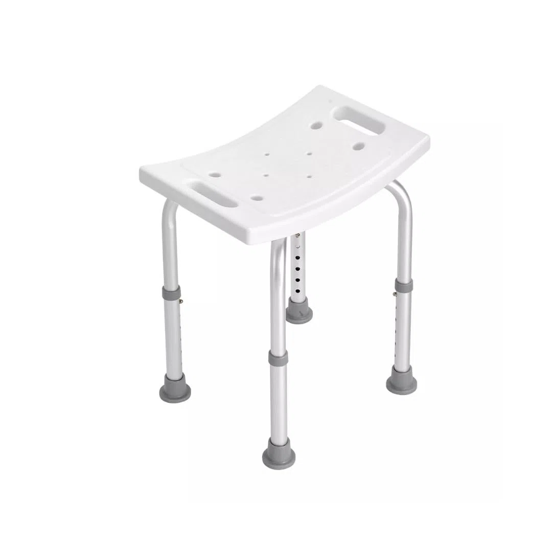 Stołek pod prysznic Siedzenie do kąpieli, regulowana wysokość, nierdzewne aluminium, antypoślizgowe gumowe nóżki, dla osób starszych i niepełnosprawnych lub rehabilitacji