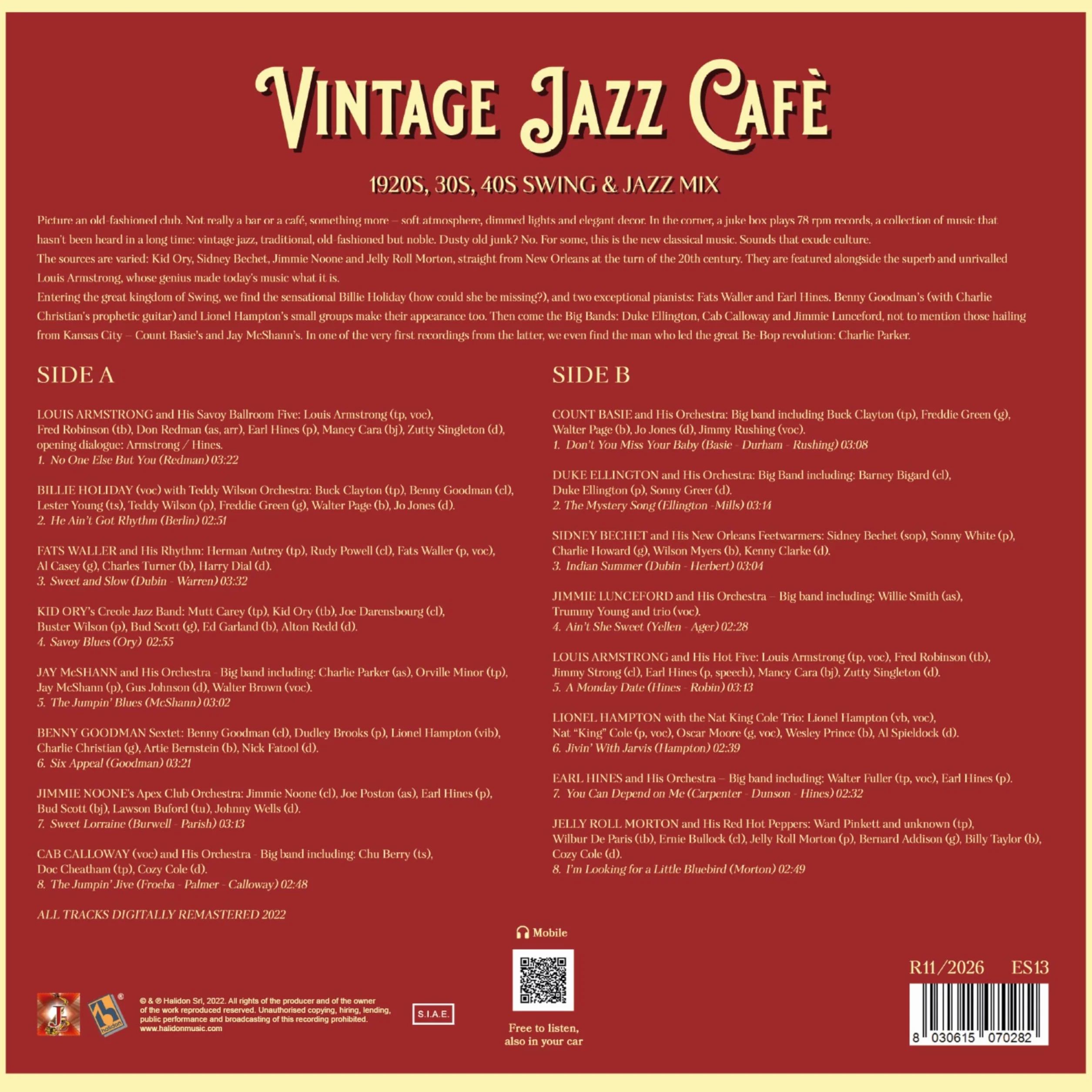 Vinyl Vintage Jazz Cafè – Luis Armstrong, Billie Holyday, Benny Goodman, Cab Calloway, Count Basie