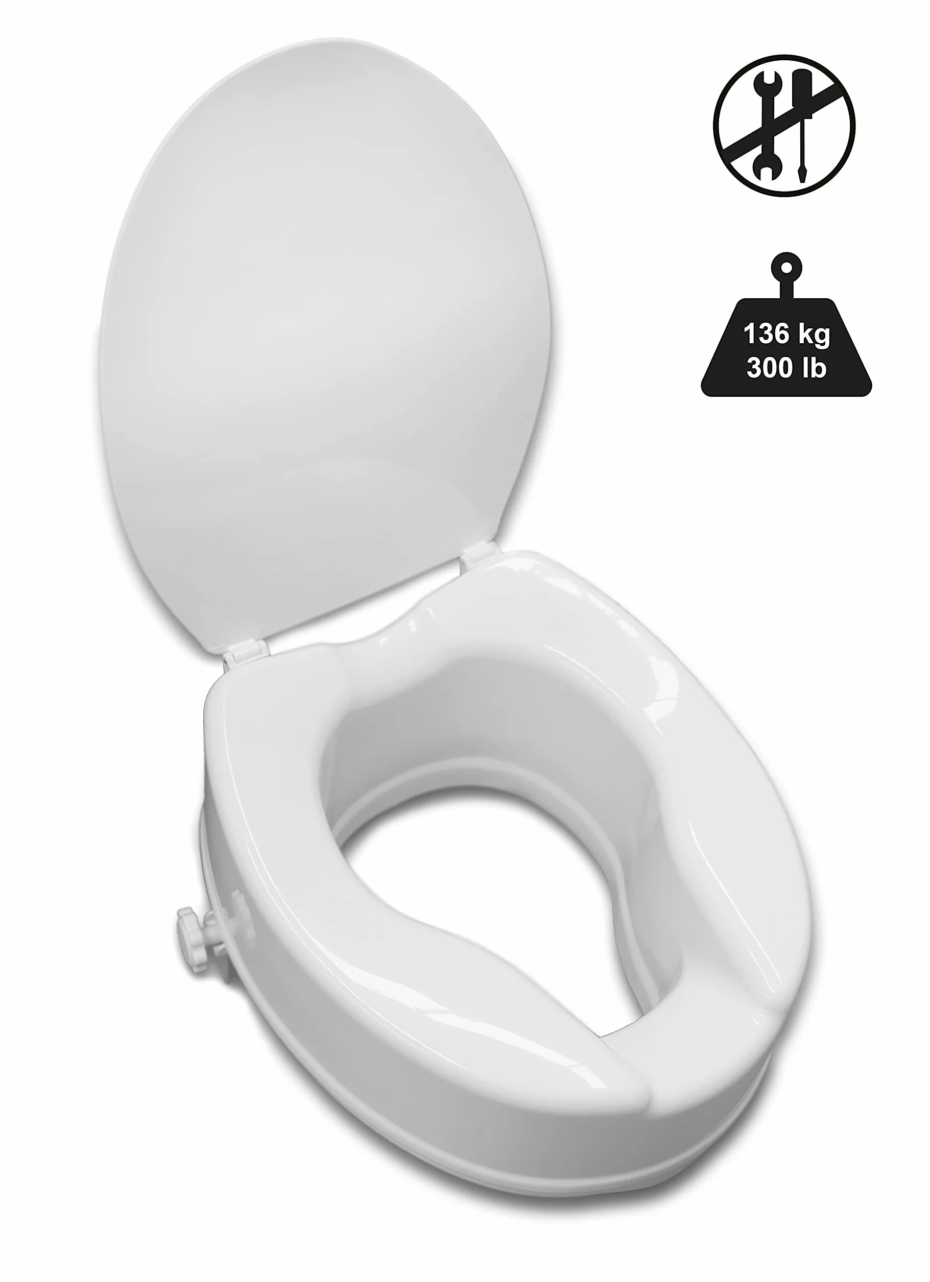 PEPE – wzmacniacz sedesowy dla dorosłych 15 cm, toaleta dla osób starszych, deska sedesowa dla niepełnosprawnych, podłokietniki toaletowe, ochraniacz toaletowy z pokrywą