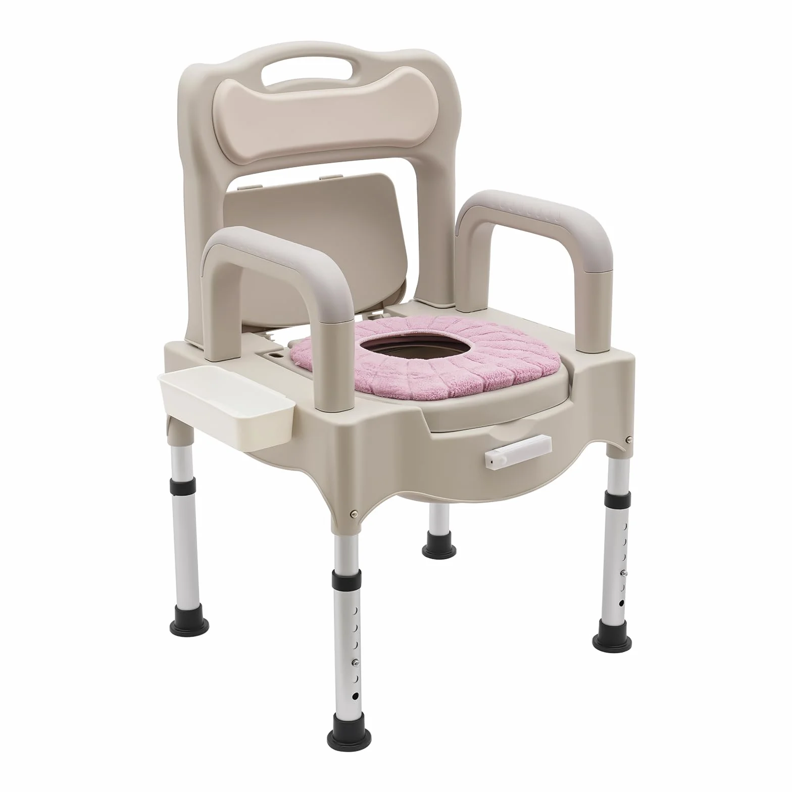 Krzesło toaletowe, krzesło prysznicowe z 2 wiadrami toaletowymi, regulacja wysokości 41,5-54 cm, nośność 250 kg, krzesło nocne dla seniorów, osób niepełnosprawnych