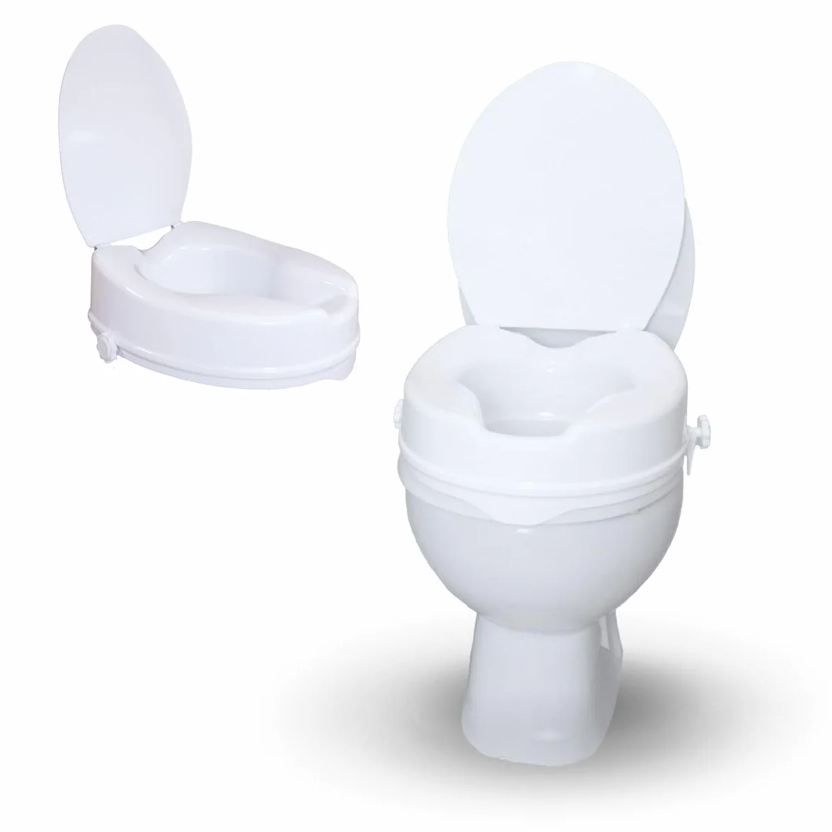 Mobiclinic, podnośnik do toalety, z pokrywą, 10 cm, biały, Titan