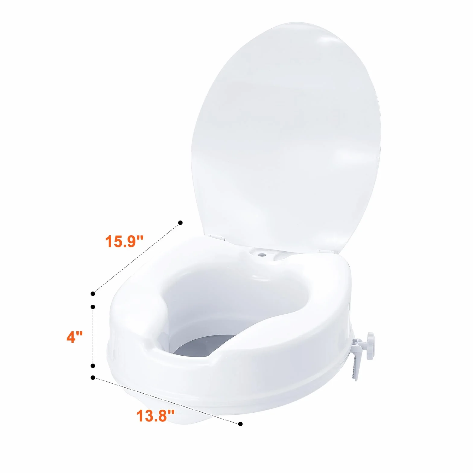 VEVOR Podwyższona deska sedesowa, wysokość 10 cm, nośność 136 kg, uniwersalny podnośnik deski sedesowej, blokada pręta śrubowego, z deską sedesową, dla osób starszych, osób niepełnosprawnych,