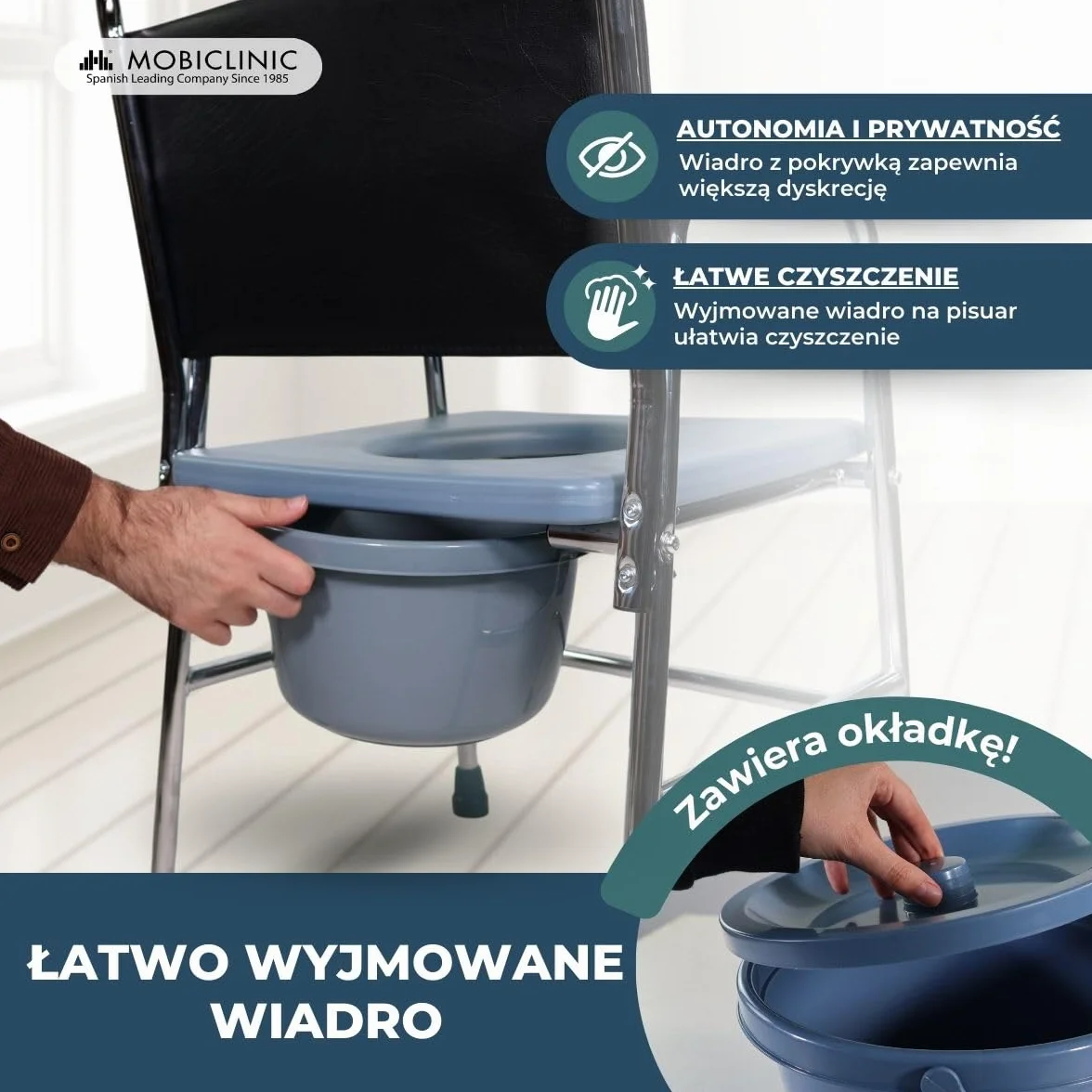 Krzesło toaletowe | Z pokrowcem | Podłokietniki | Podkładki antypoślizgowe | Żaglówka | Mobiclinic
