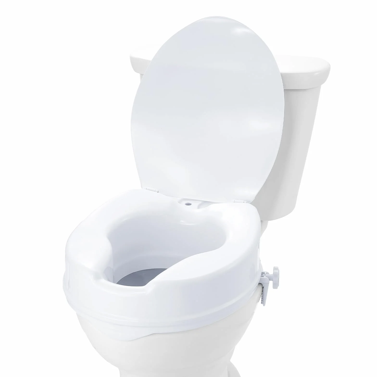 VEVOR Podwyższona deska sedesowa, wysokość 10 cm, nośność 136 kg, uniwersalny podnośnik deski sedesowej, blokada pręta śrubowego, z deską sedesową, dla osób starszych, osób niepełnosprawnych,
