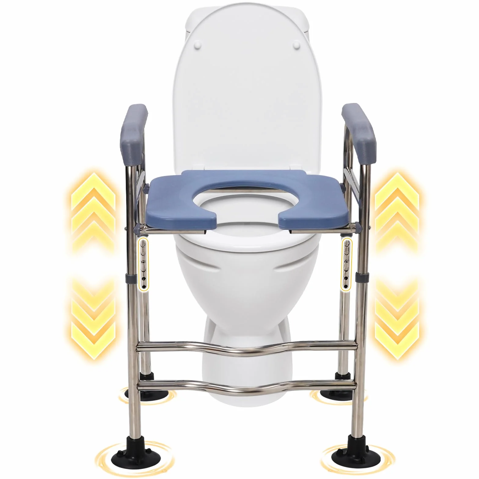 Podwyższenie deski sedesowej dla dorosłych, z podłokietnikami, dla seniorów. Krzesło toaletowe z regulacją wysokości, wysokość 64-74 cm, 48 x 38 cm, dla osób o ograniczonej sprawności ruchowej
