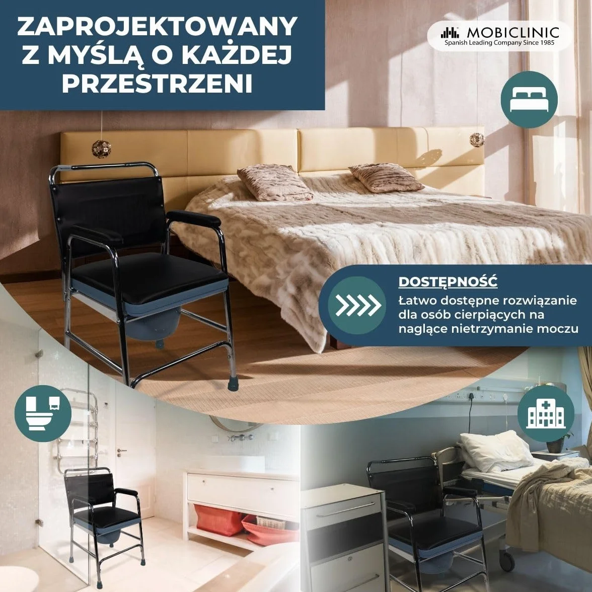 Krzesło toaletowe | Z pokrowcem | Podłokietniki | Podkładki antypoślizgowe | Żaglówka | Mobiclinic