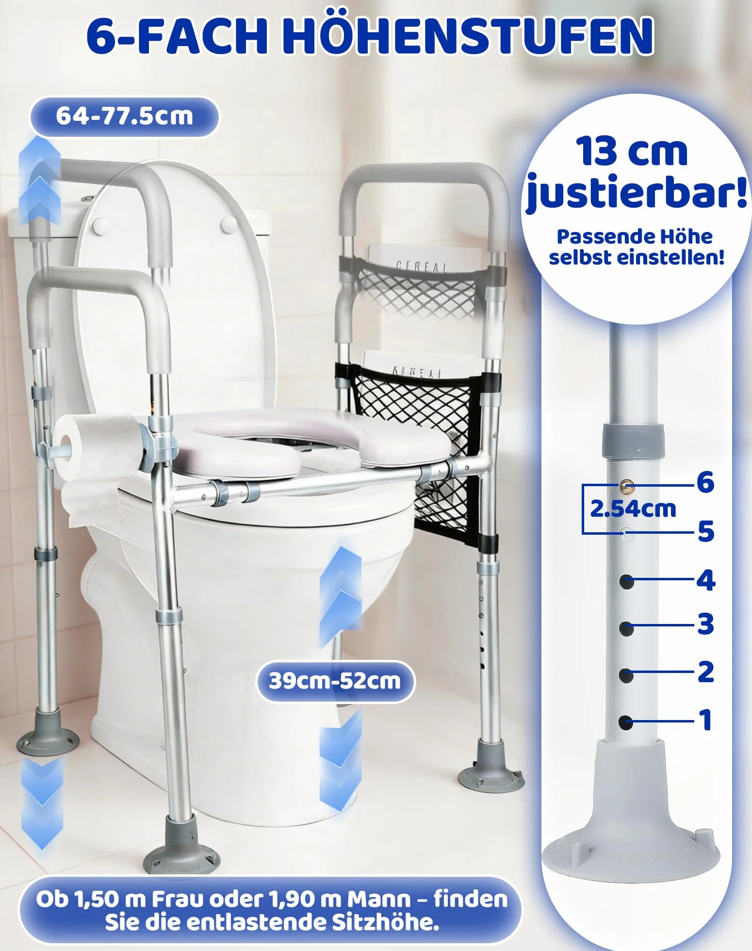 Podwyższenie deski sedesowej z podłokietnikami, podwyższenie siedziska WC, pomoc w wstawaniu, nakładka toaletowa dla seniorów, podwyższone siedzisko toaletowe z regulowaną wysokością 6/szerokością 6